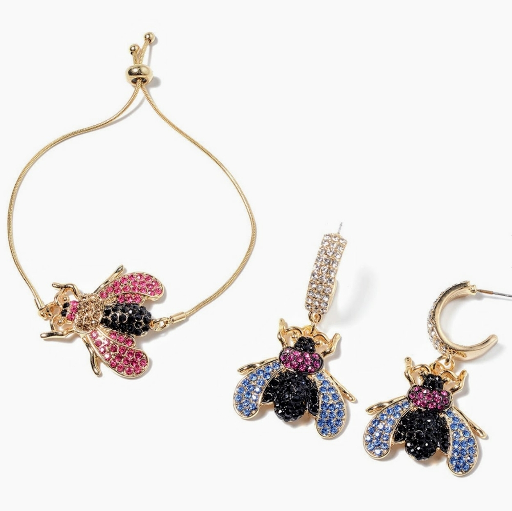 Austrian Crystals Bolo Bee Bracelet & Earring Set